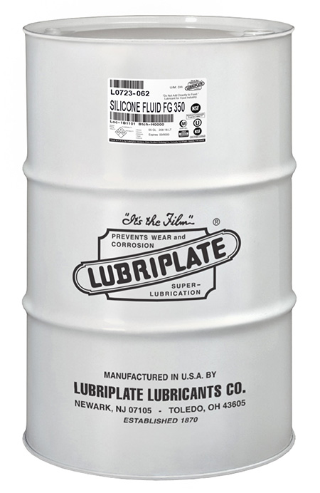 LUBRIPLATE SILICONE FLUID FG-350 HIGH YIELD SILICONE PROVIDES AN ODORLESS, COLORLESS AND STAINLESS PROTECTIVE FILM L0723-062 (55GL/DRUM)